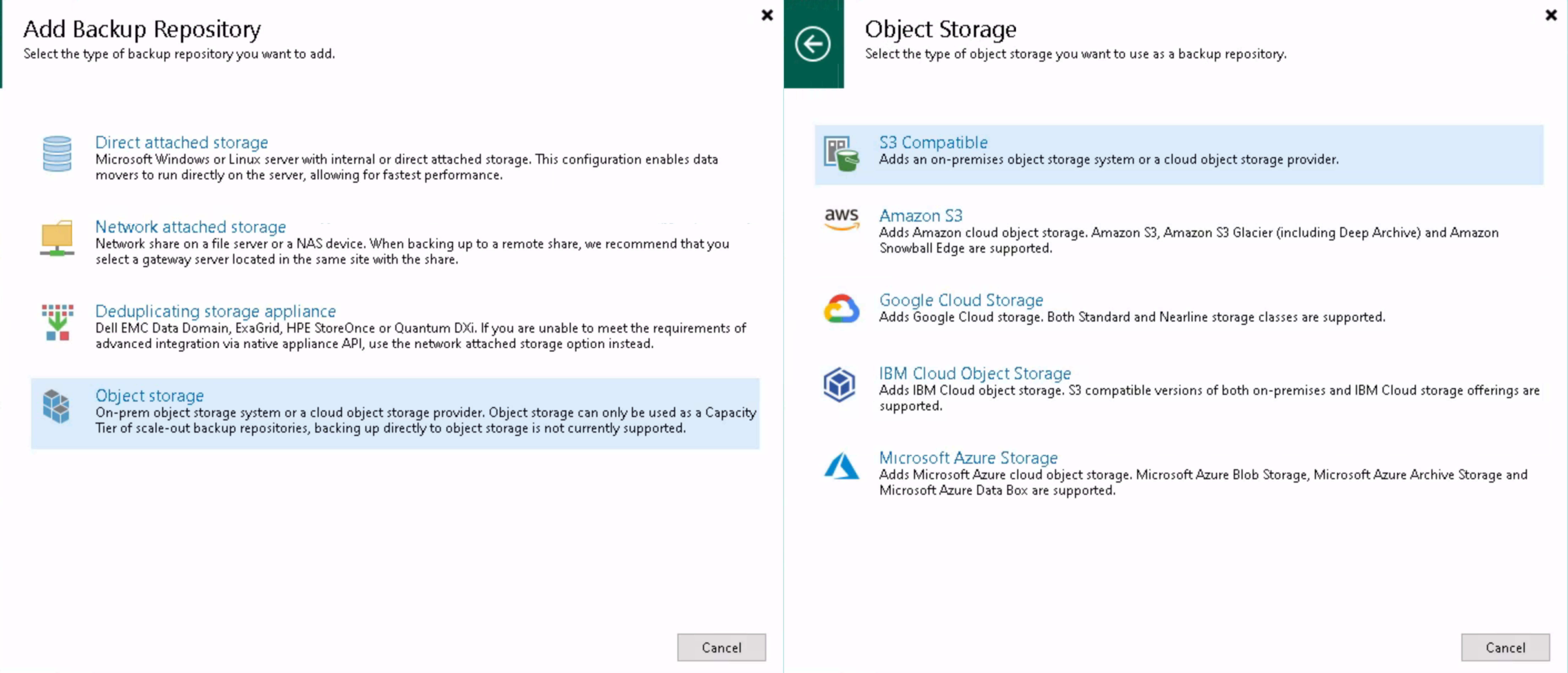 Veeam object storage ekle