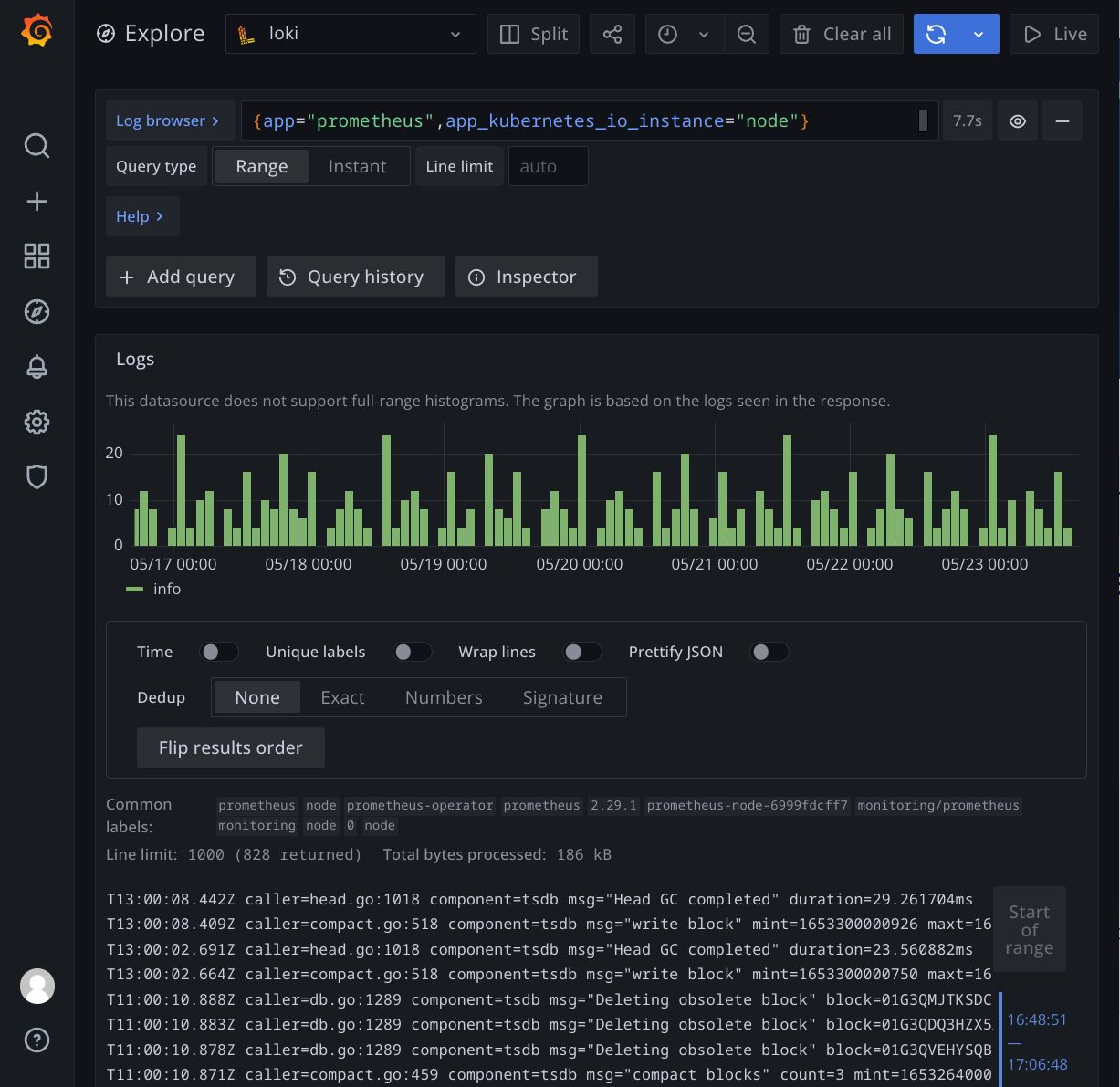 Grafana içinde loki